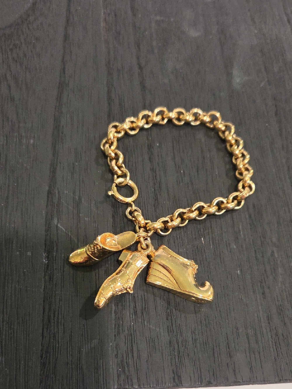 Salvatore Ferragamo Gold-tone Shoe Charm Bracelet 7.5in